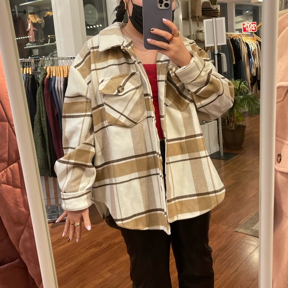 Love Tree Brown plaid shacket - Picture 5 of 6